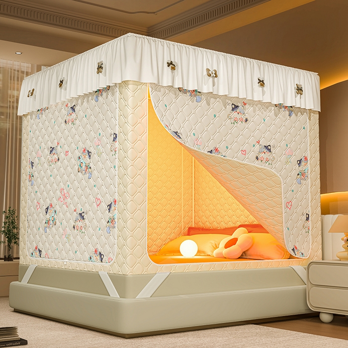 91家纺网 家纺一手货源 找家纺 （总）2025新款夹棉保暖蚊帐一体式碎花清新