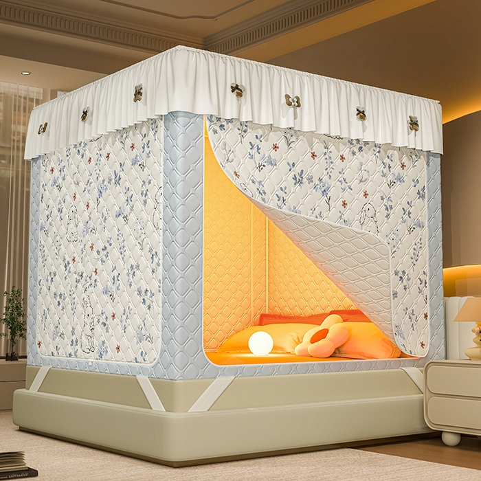 （总）2025新款夹棉保暖蚊帐一体式碎花清新