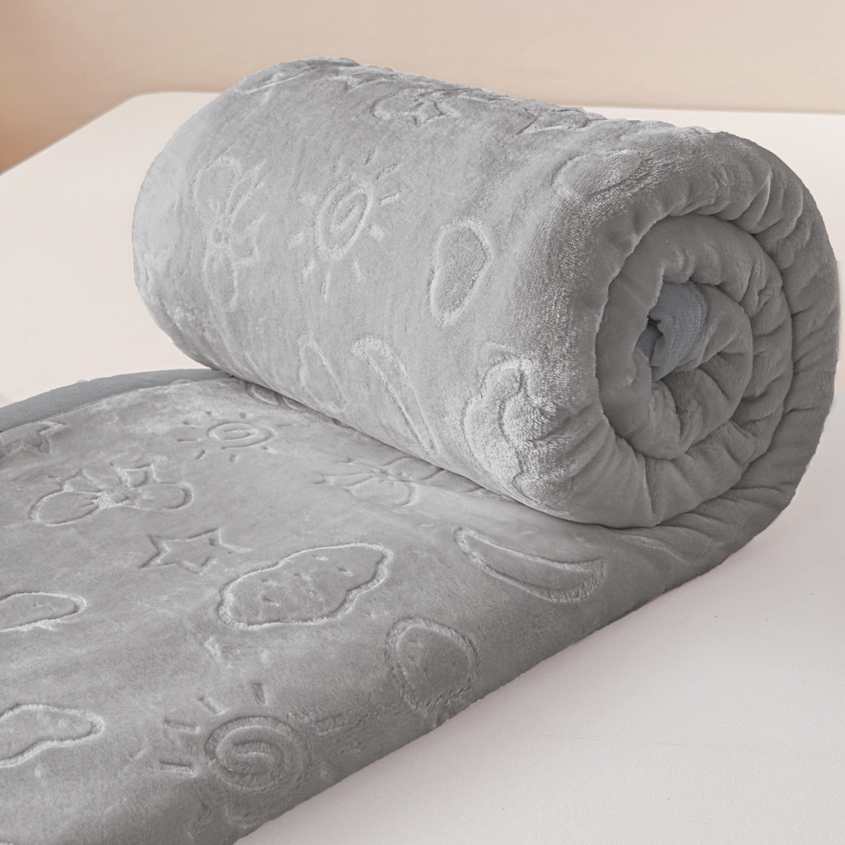 91家纺网 家纺一手货源 找家纺 爱彼家纺 2025冬季新款星星月岁云毯毛毯加厚暖绒毯子星星月岁系列一 星星月岁云毯浅灰