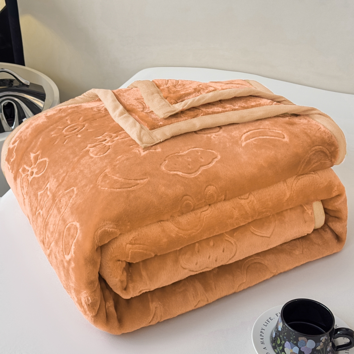 91家纺网 家纺一手货源 找家纺 爱彼家纺 2025冬季新款星星月岁云毯毛毯加厚暖绒毯子星星月岁系列一 星星月岁云毯浅咖