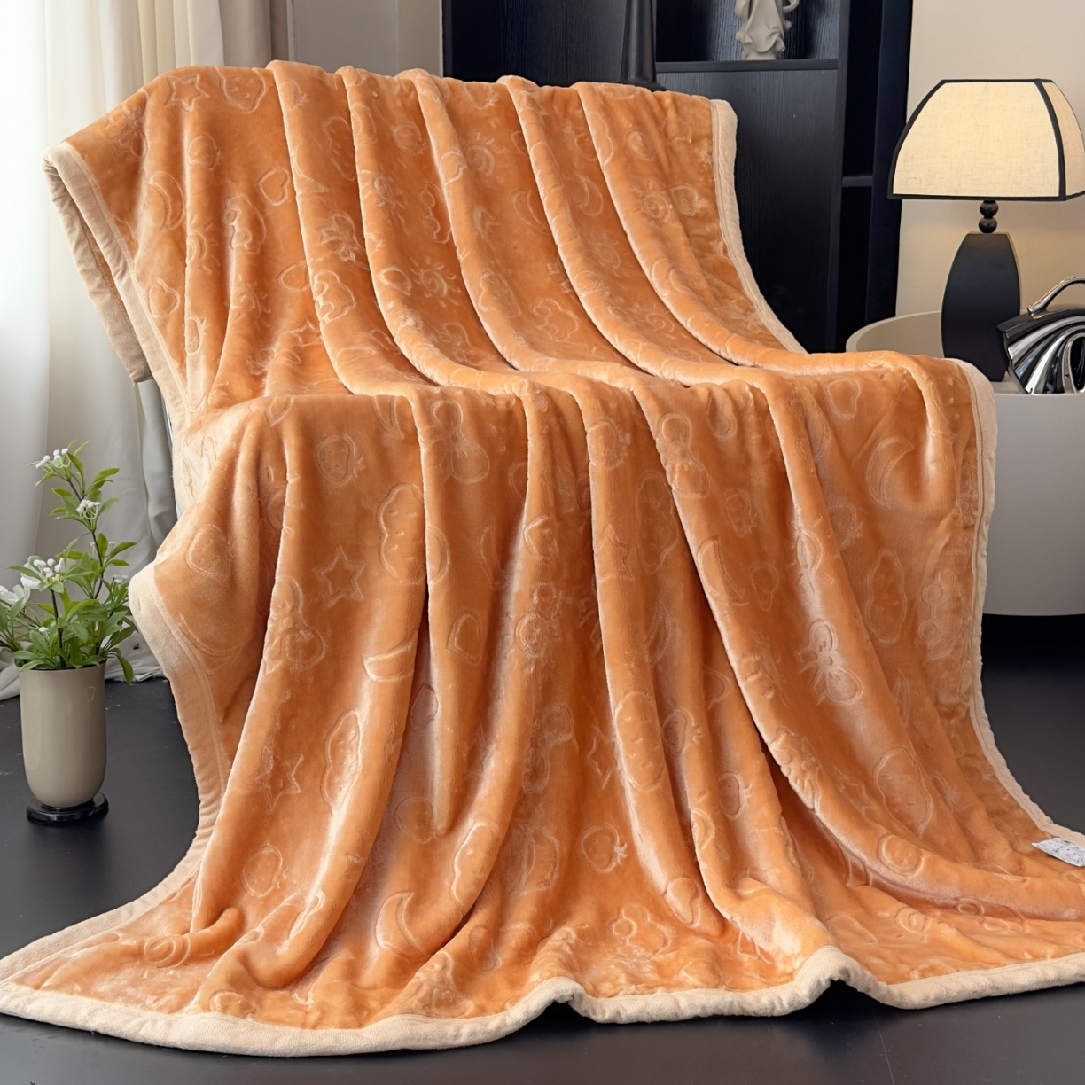 91家纺网 家纺一手货源 找家纺 爱彼家纺 2025冬季新款星星月岁云毯毛毯加厚暖绒毯子星星月岁系列一 星星月岁云毯浅咖