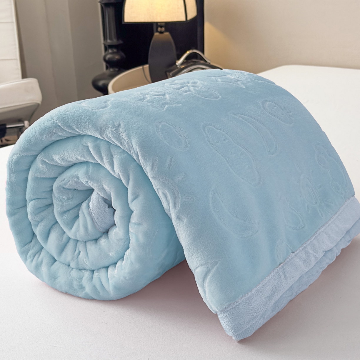 91家纺网 家纺一手货源 找家纺 爱彼家纺 2025冬季新款星星月岁云毯毛毯加厚暖绒毯子星星月岁系列一 星星月岁云毯天兰