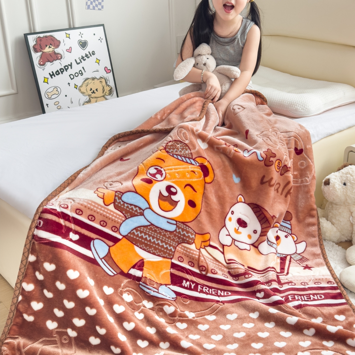 91家纺网 家纺一手货源 找家纺 （总）爱彼家纺 2025冬季热门拉舍尔双层云绒童毯盖毯毯子-系列一