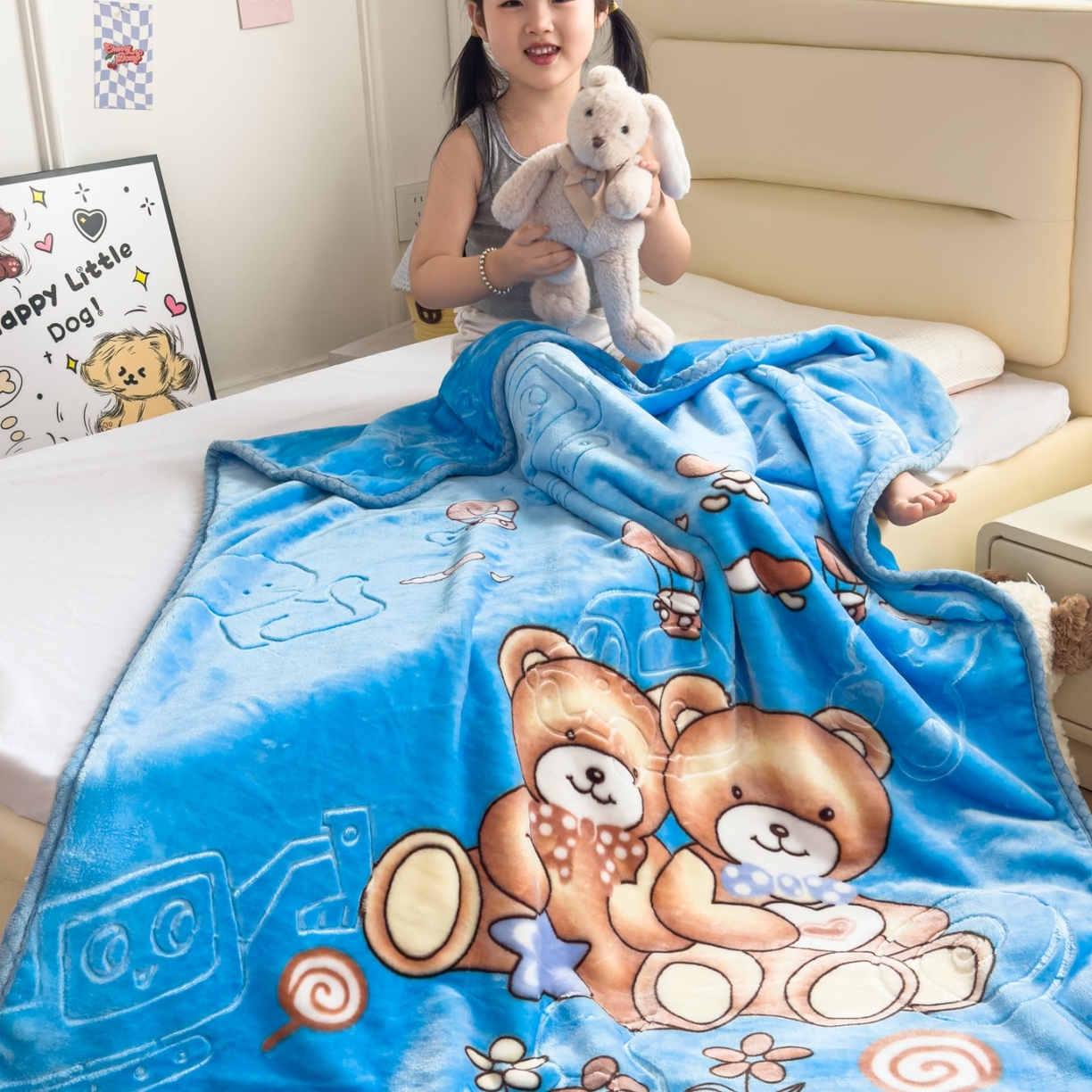 91家纺网 家纺一手货源 找家纺 （总）爱彼家纺 2025冬季热门拉舍尔双层云绒童毯盖毯毯子-系列一