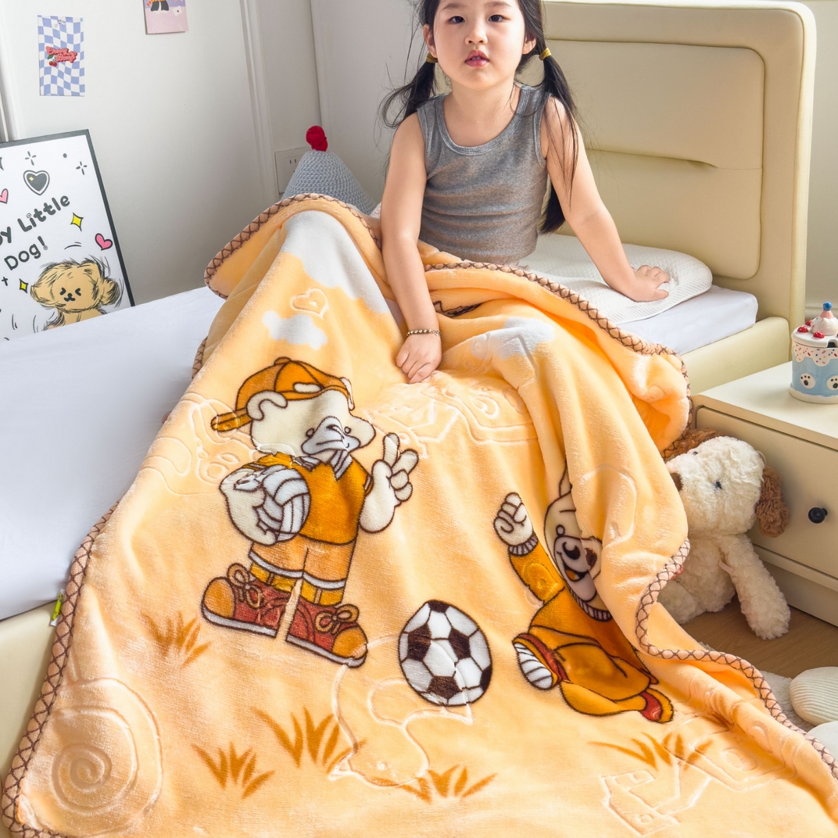 91家纺网 家纺一手货源 找家纺 （总）爱彼家纺 2025冬季热门拉舍尔双层云绒童毯盖毯毯子-系列一