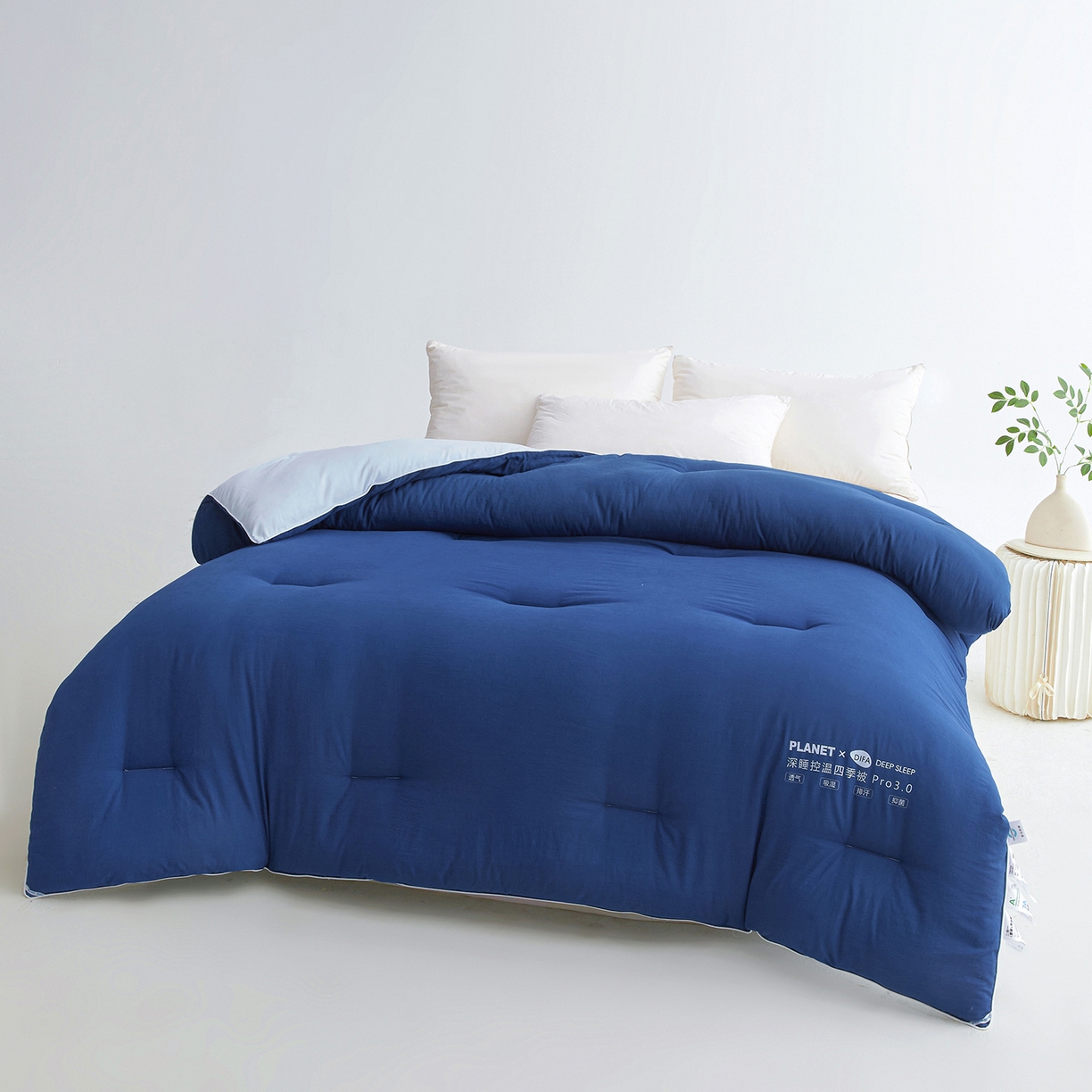 91家纺网 家纺一手货源 找家纺 咏绒家纺工厂店 2025新款亚朵同款星球酒店深睡控温四季被.Pro3.0春秋被冬被子母被 深睡蓝