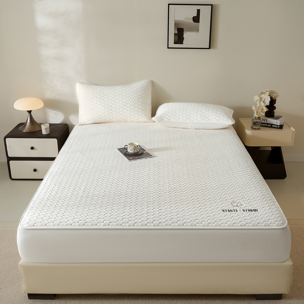 91家纺网 家纺一手货源 找家纺 （总）芬晴家纺 2025新款全棉棉花夹棉床笠系列-幻彩