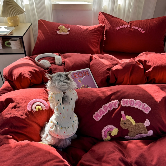 91家纺网 家纺一手货源 找家纺 （总）优兰朵 2025新款水洗棉印花毛巾绣四件套