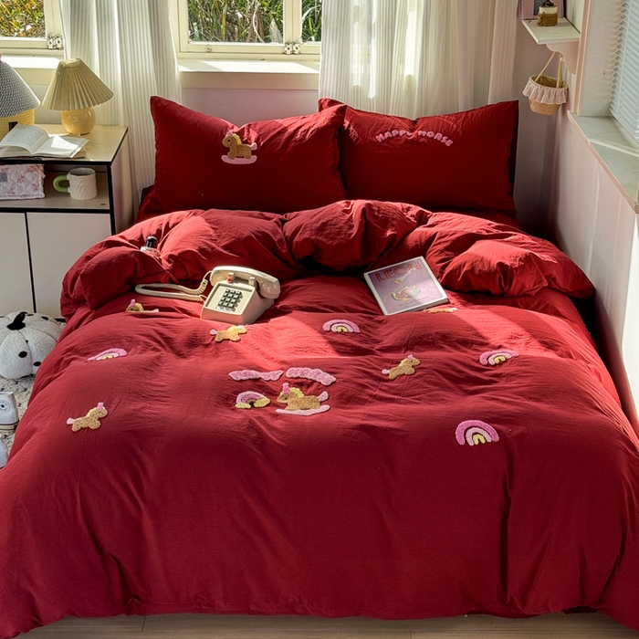 91家纺网 家纺一手货源 找家纺 （总）优兰朵 2025新款水洗棉印花毛巾绣四件套