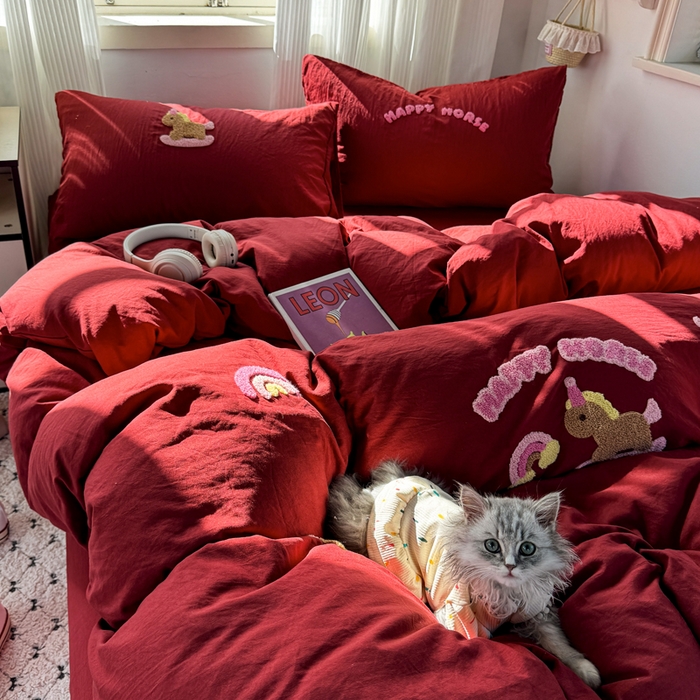 91家纺网 家纺一手货源 找家纺 （总）优兰朵 2025新款水洗棉印花毛巾绣四件套