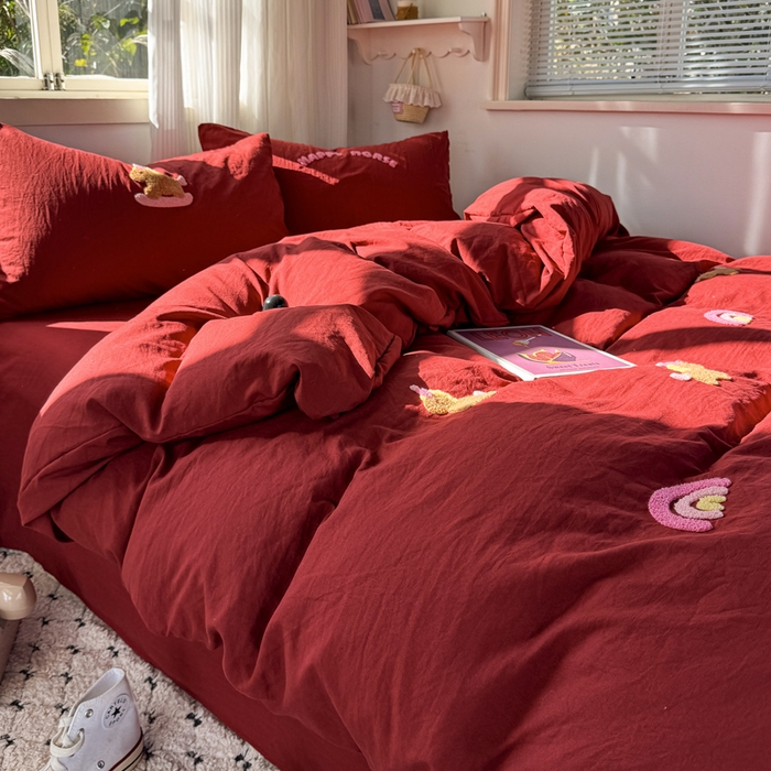 91家纺网 家纺一手货源 找家纺 优兰朵 2025新款水洗棉印花毛巾绣四件套 新年小马