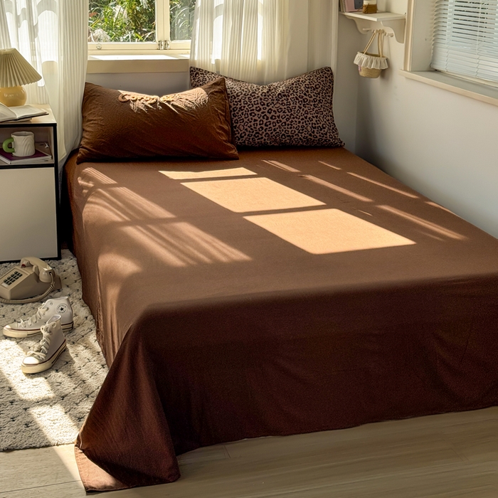 91家纺网 家纺一手货源 找家纺 优兰朵 2025新款水洗棉印花毛巾绣四件套 奶豹小狗