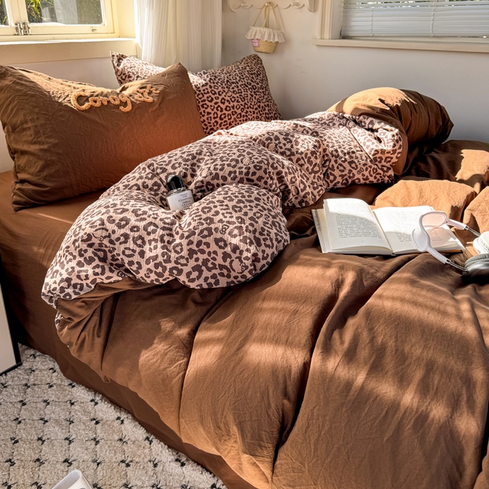 91家纺网 家纺一手货源 找家纺 优兰朵 2025新款水洗棉印花毛巾绣四件套 奶豹小狗