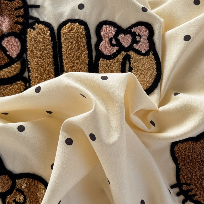 91家纺网 家纺一手货源 找家纺 优兰朵 2025新款水洗棉印花毛巾绣四件套 豹纹凯蒂