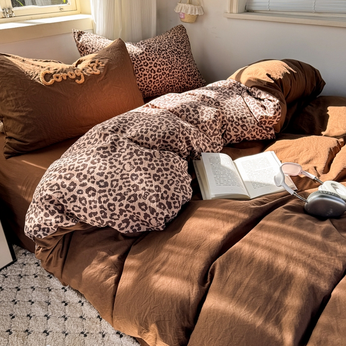 91家纺网 家纺一手货源 找家纺 优兰朵 2025新款水洗棉印花毛巾绣四件套 奶豹小狗