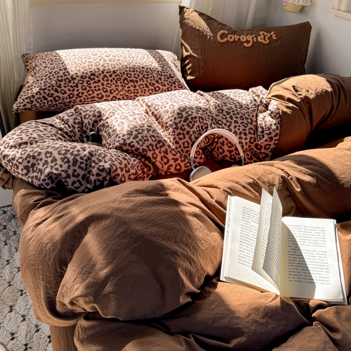 91家纺网 家纺一手货源 找家纺 优兰朵 2025新款水洗棉印花毛巾绣四件套 奶豹小狗