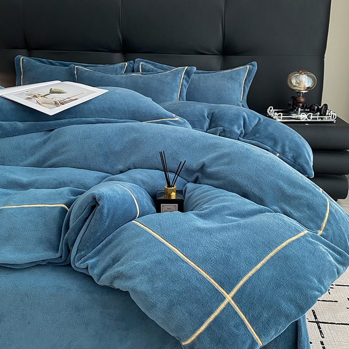 卡诗兰2025款高克重加厚牛奶绒十字绣四件套 宾利兰