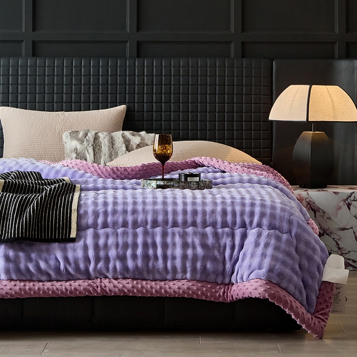 91家纺网 家纺一手货源 找家纺 （总）源舜家纺 2025新款纯色豆豆被毛毯