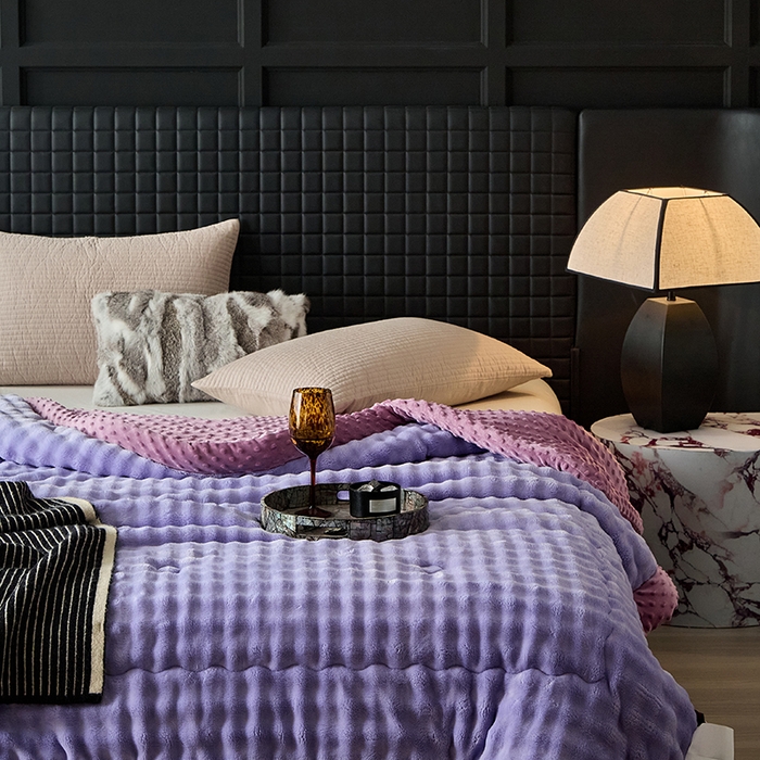 91家纺网 家纺一手货源 找家纺 （总）源舜家纺 2025新款纯色豆豆被毛毯