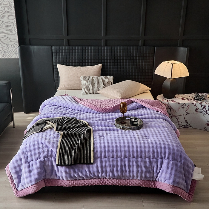 91家纺网 家纺一手货源 找家纺 （总）源舜家纺 2025新款纯色豆豆被毛毯