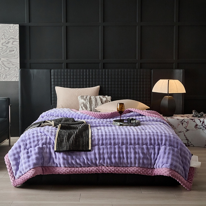 91家纺网 家纺一手货源 找家纺 （总）源舜家纺 2025新款纯色豆豆被毛毯