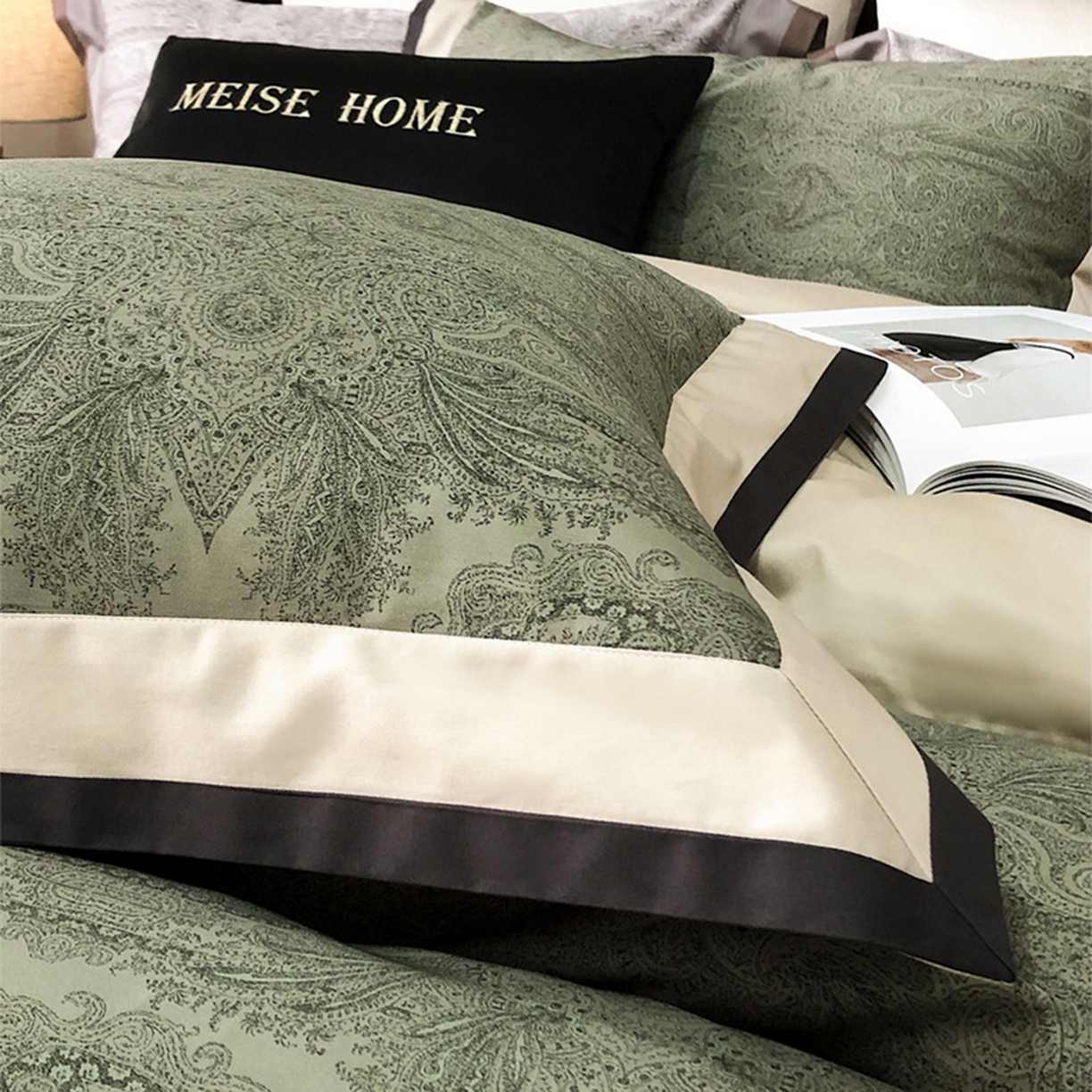 91家纺网 家纺一手货源 找家纺 （总）咏绒家纺工厂店 2025新款高定美式复古风100s长绒棉四件套纯棉全棉数码印花高级被套裸睡