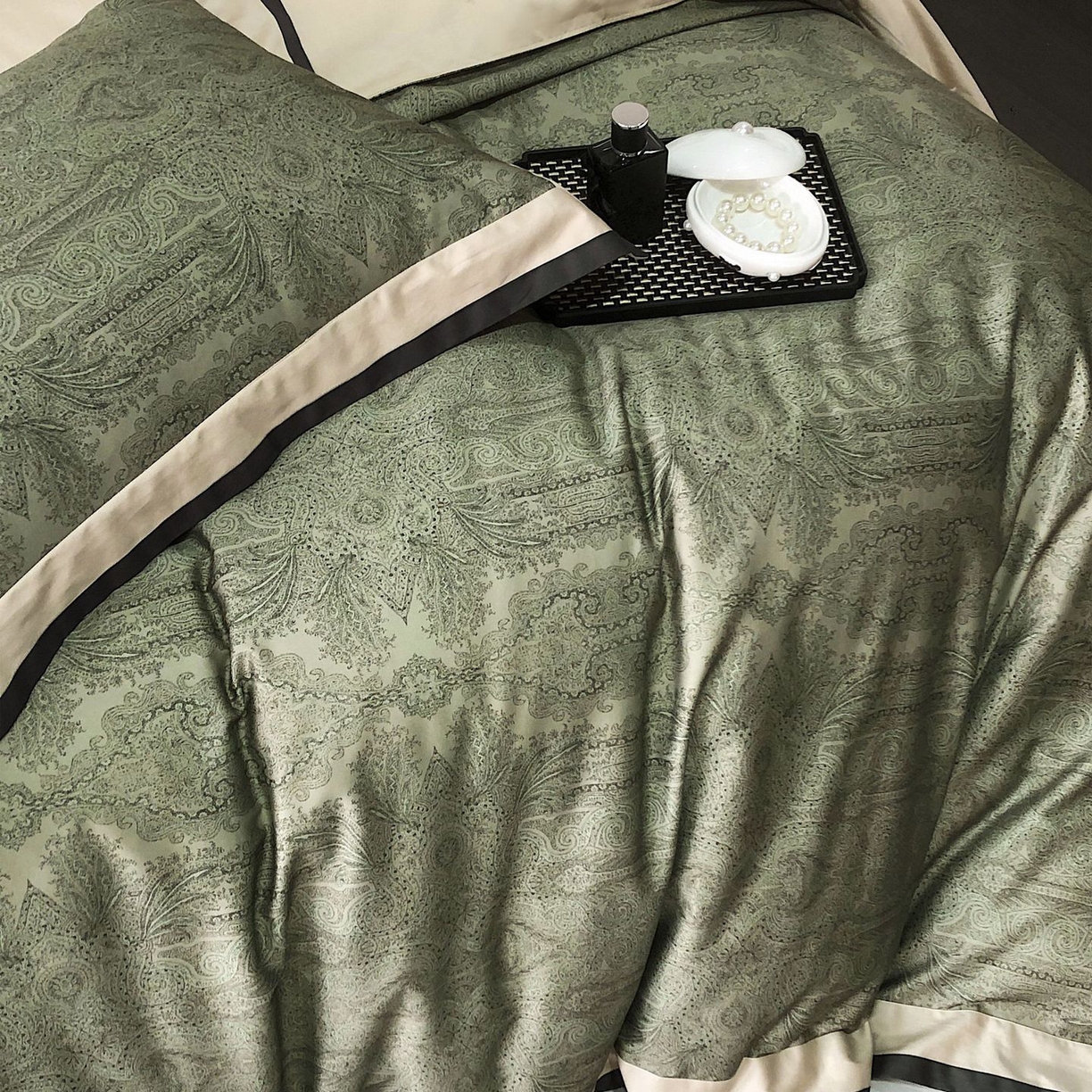 91家纺网 家纺一手货源 找家纺 （总）咏绒家纺工厂店 2025新款高定美式复古风100s长绒棉四件套纯棉全棉数码印花高级被套裸睡