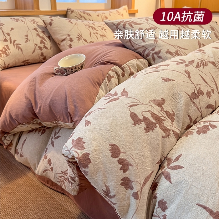 麦乐迪 2025新款10A抗菌加厚磨毛印花四件套（提供买家秀） 棕藤逸韵