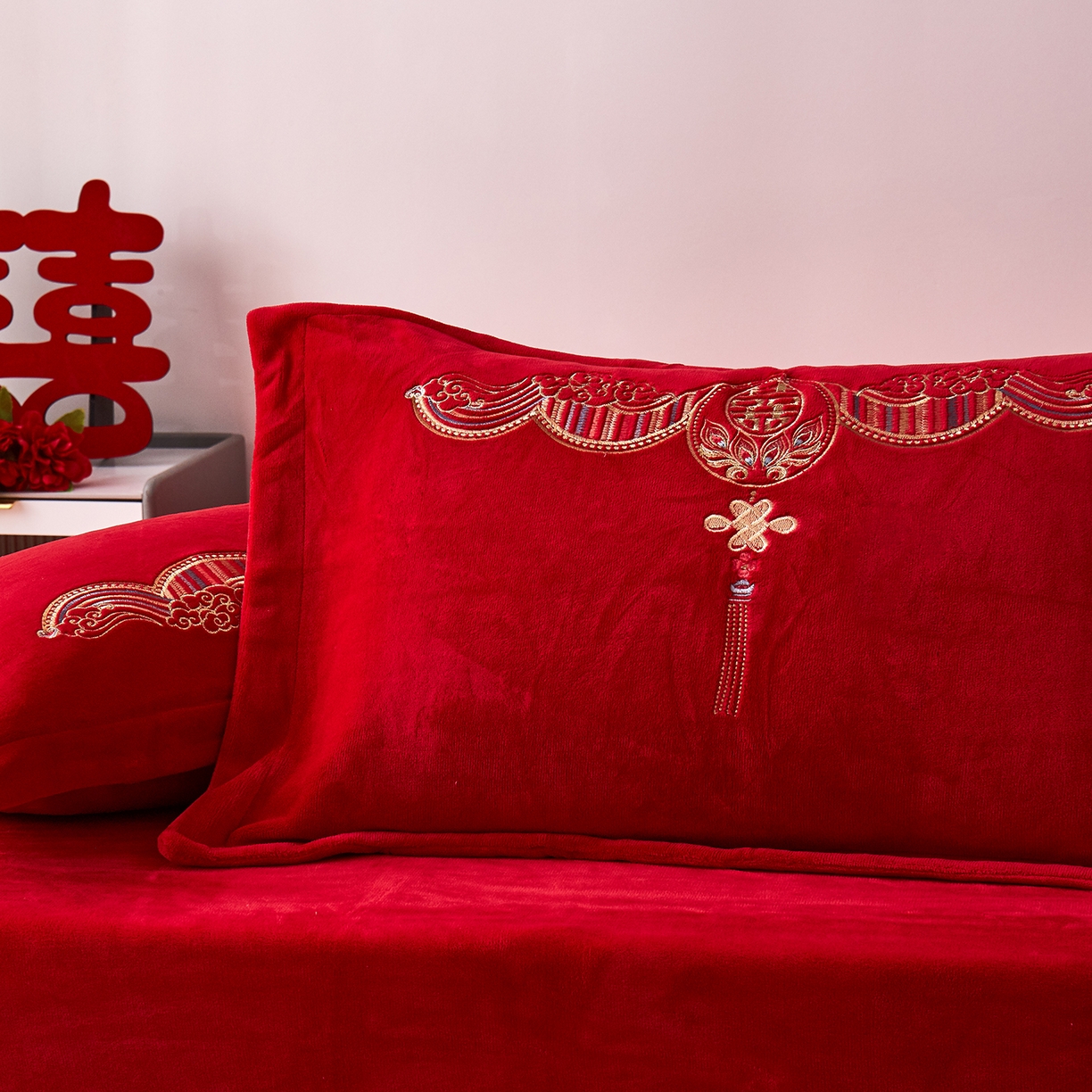 91家纺网 家纺一手货源 找家纺 浩情国际婚庆供货中心 2026新品婚庆加厚全消光牛奶绒四件套系列 龙凤呈祥