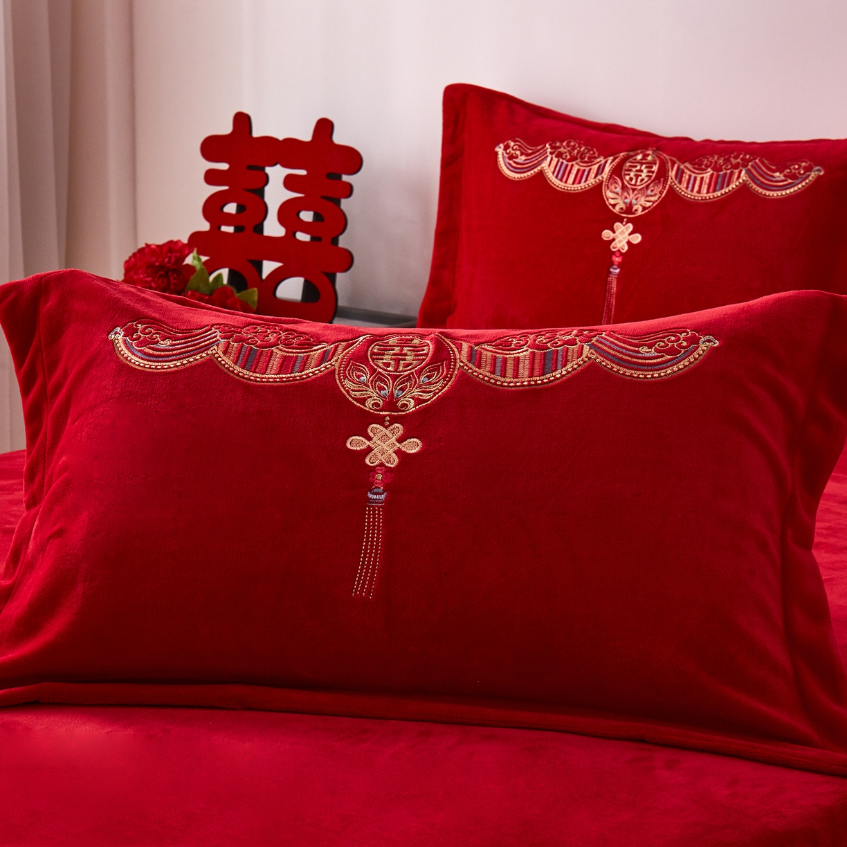 91家纺网 家纺一手货源 找家纺 浩情国际婚庆供货中心 2026新品婚庆加厚全消光牛奶绒四件套系列 龙凤呈祥