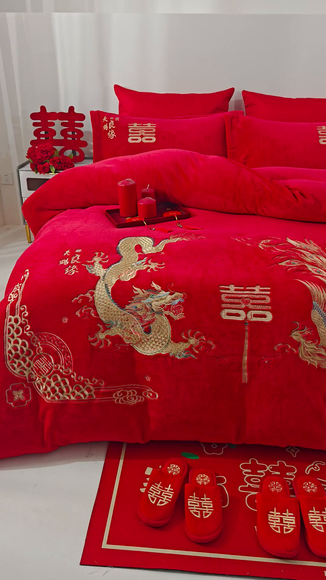 91家纺网 家纺一手货源 找家纺 （总）浩情国际婚庆供货中心 2026新品婚庆加厚全消光牛奶绒四件套系列