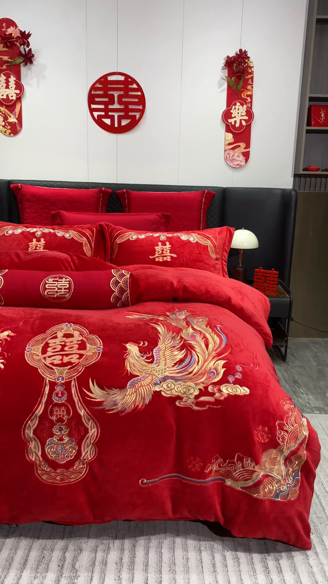 91家纺网 家纺一手货源 找家纺 浩情国际婚庆供货中心 2026新品婚庆加厚全消光牛奶绒四件套系列 吉祥龙凤