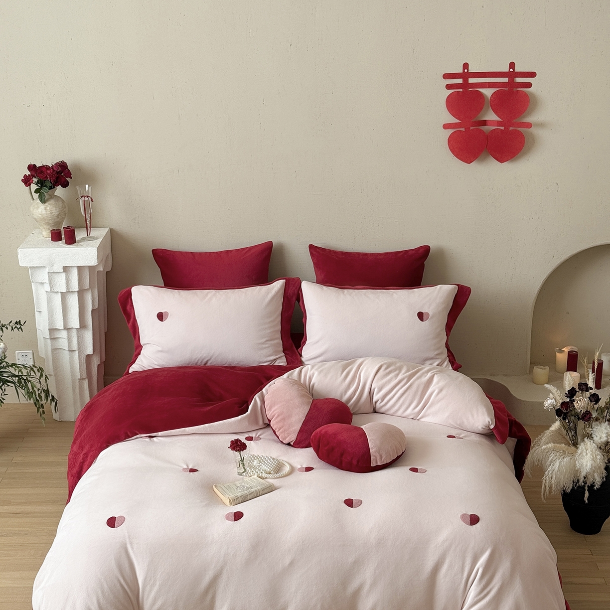 91家纺网 家纺一手货源 找家纺 江涞 2025新款高克重牛奶绒高端毛巾绣四件套-心悦 心悦-粉  牛奶绒