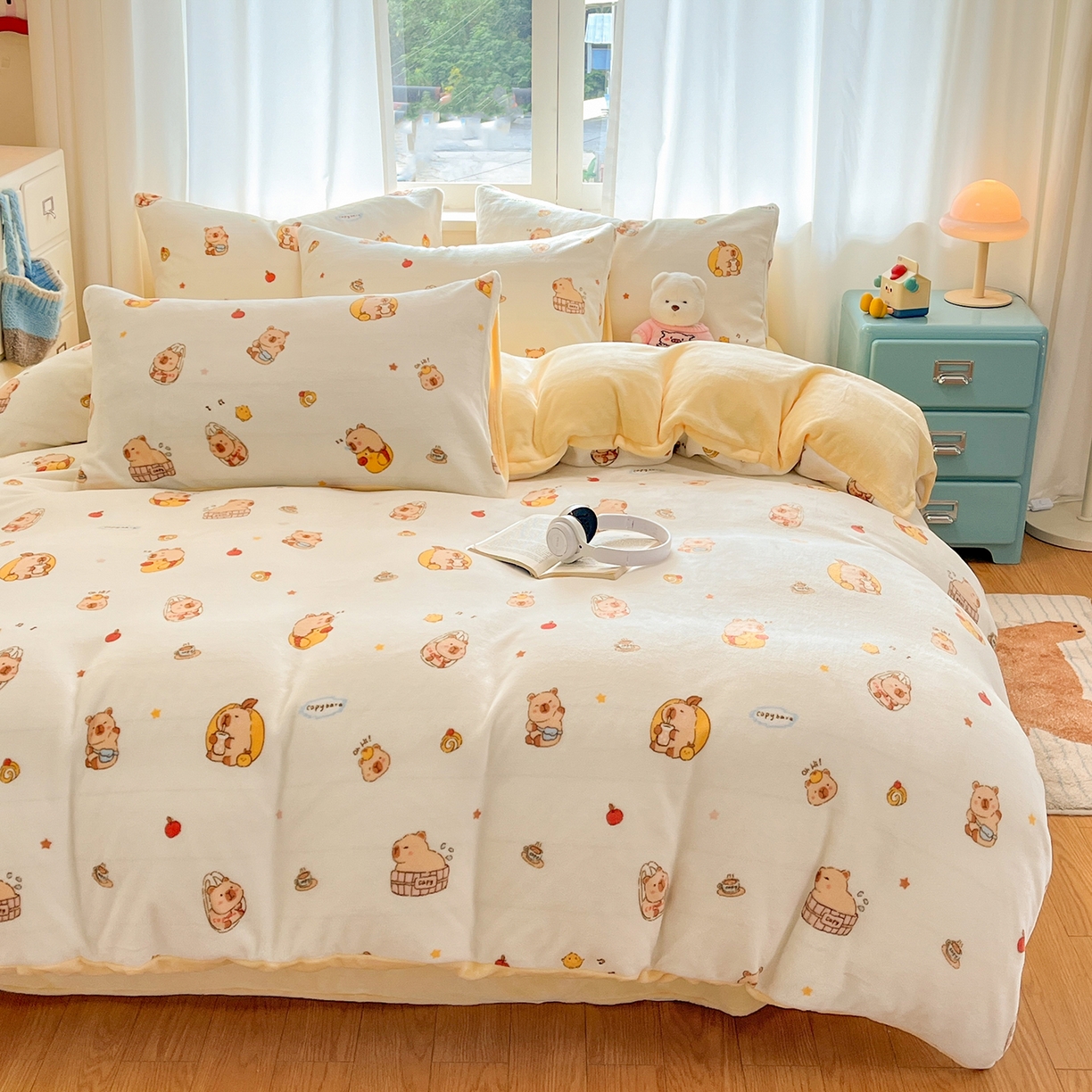 91家纺网 家纺一手货源 找家纺 吉象家纺 2025新款高克重牛奶绒印花被套 小可爱