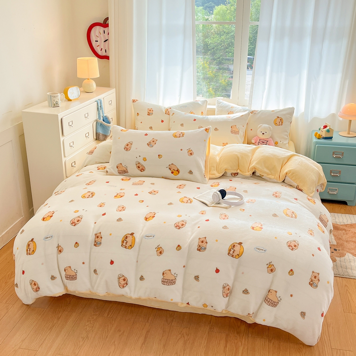 91家纺网 家纺一手货源 找家纺 吉象家纺 2025新款高克重牛奶绒印花被套 小可爱