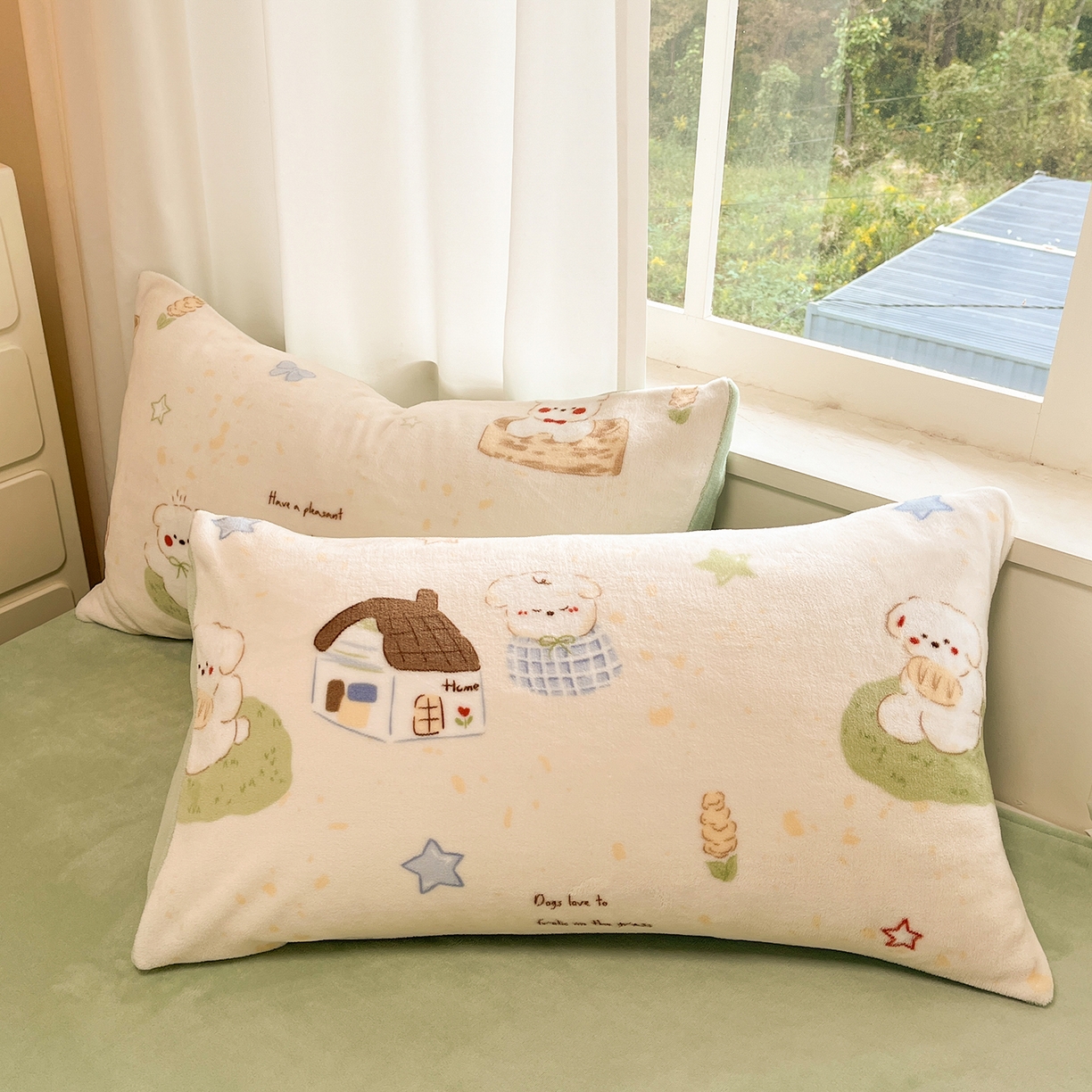 91家纺网 家纺一手货源 找家纺 吉象家纺 2025新款高克重牛奶绒印花被套 奶萌修狗