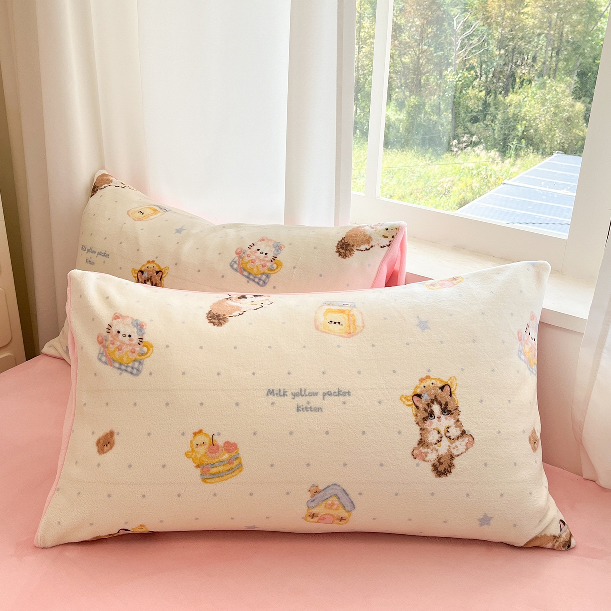 91家纺网 家纺一手货源 找家纺 吉象家纺 2025新款高克重牛奶绒印花被套 布偶猫