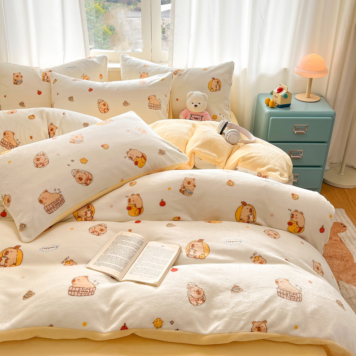 91家纺网 家纺一手货源 找家纺 吉象家纺 2025新款高克重牛奶绒印花被套 小可爱