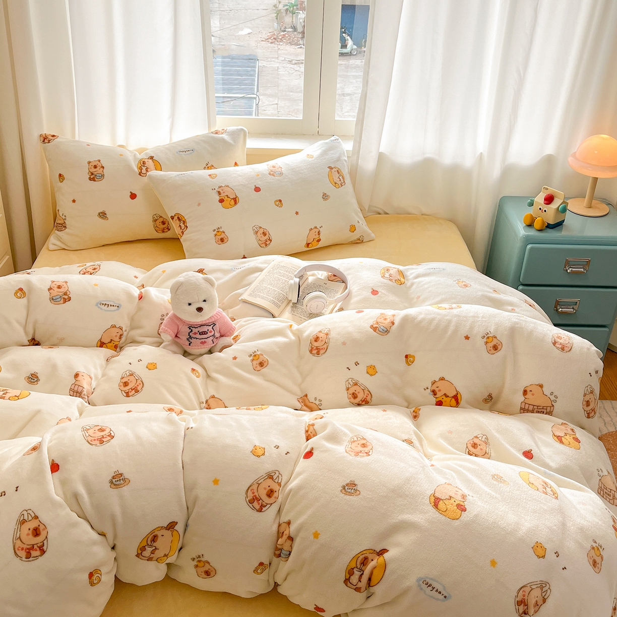 91家纺网 家纺一手货源 找家纺 吉象家纺 2025新款高克重牛奶绒印花被套 小可爱