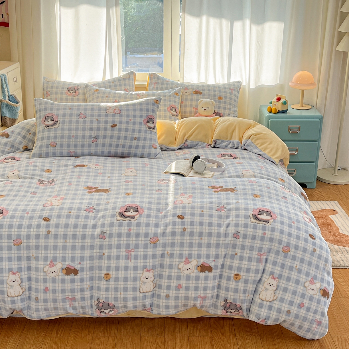 91家纺网 家纺一手货源 找家纺 吉象家纺 2025新款高克重牛奶绒印花被套 宠物派