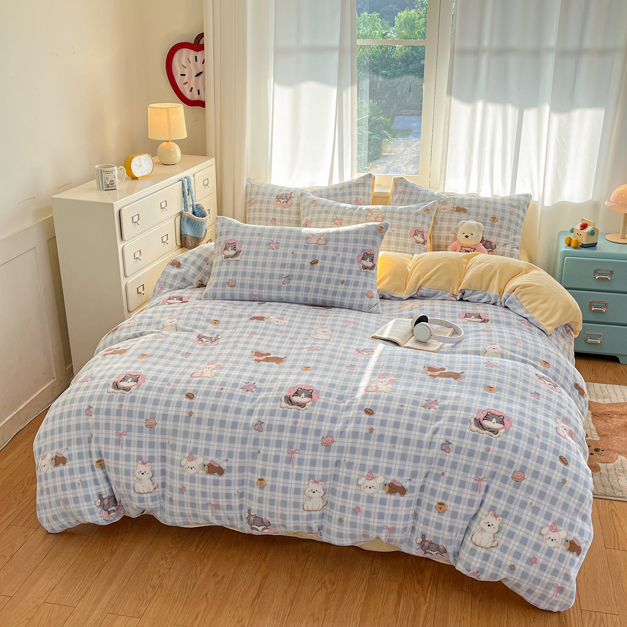 91家纺网 家纺一手货源 找家纺 吉象家纺 2025新款高克重牛奶绒印花被套 宠物派