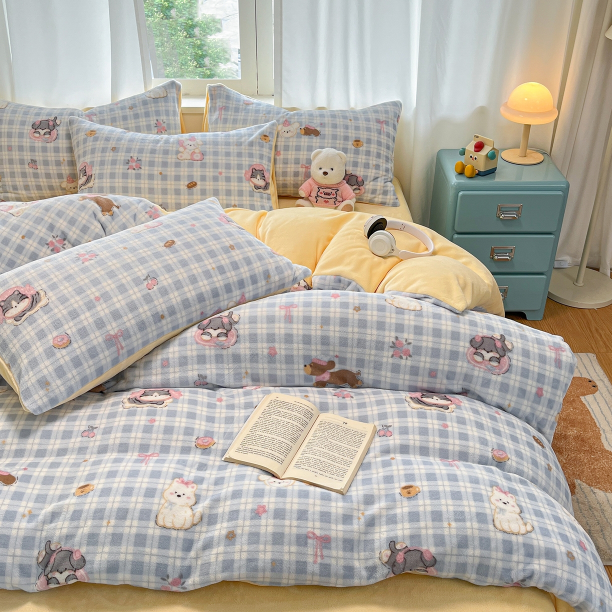 91家纺网 家纺一手货源 找家纺 吉象家纺 2025新款高克重牛奶绒印花被套 宠物派