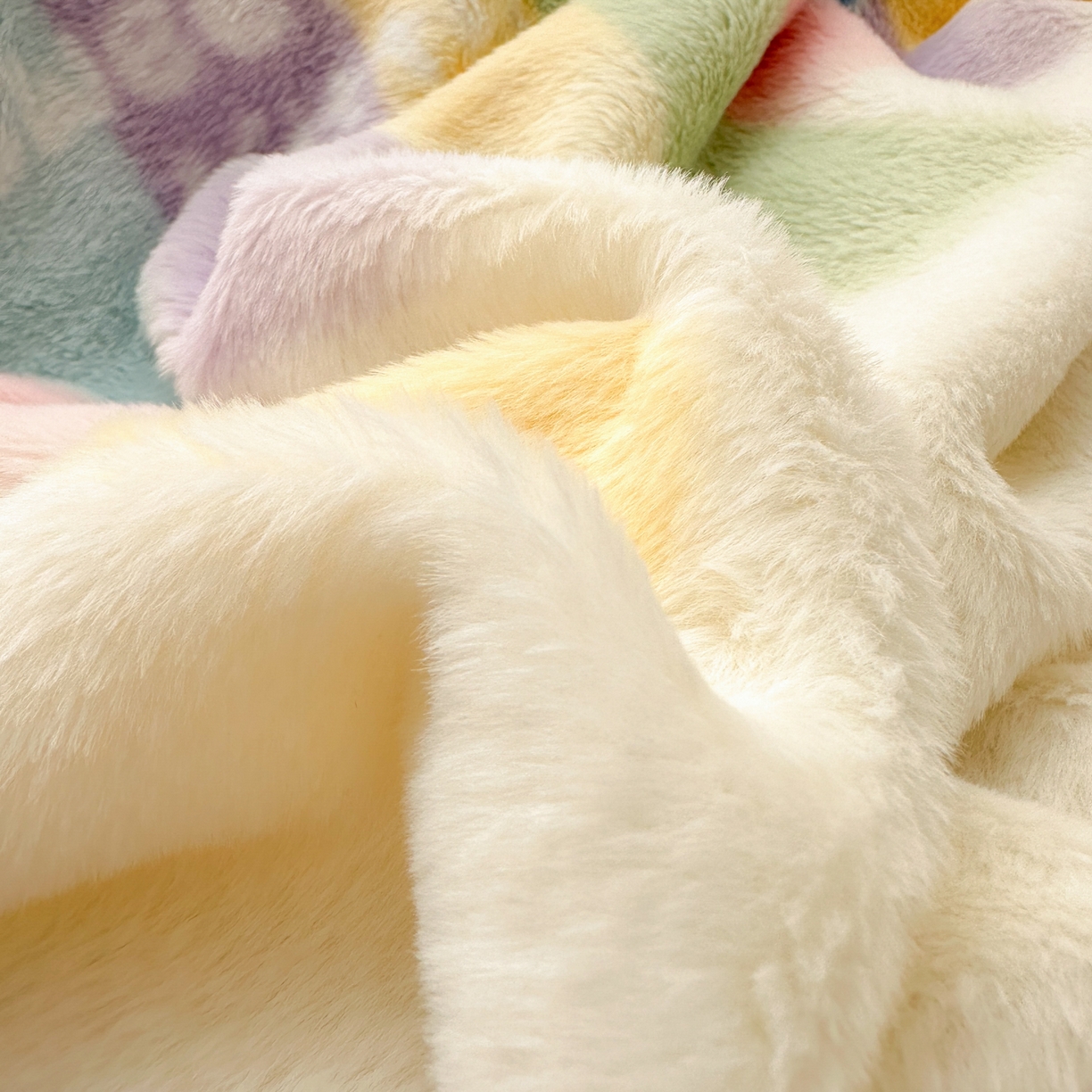 91家纺网 家纺一手货源 找家纺 乐童家纺 2025新款高克重兔毛牛奶绒四件套兔毛彩虹KT