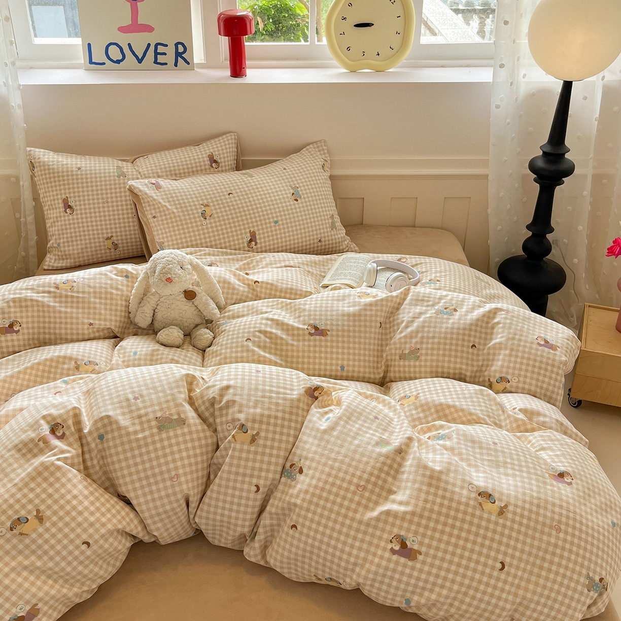 91家纺网 家纺一手货源 找家纺 吉象家纺 2025新款全棉牛奶绒印花四件套 棉绒-狗狗派对