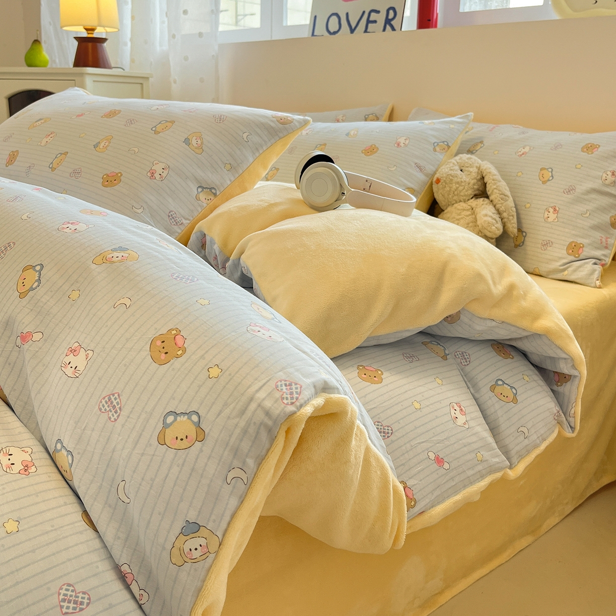 吉象家纺 2025新款全棉牛奶绒印花四件套 棉绒-镜子海洋