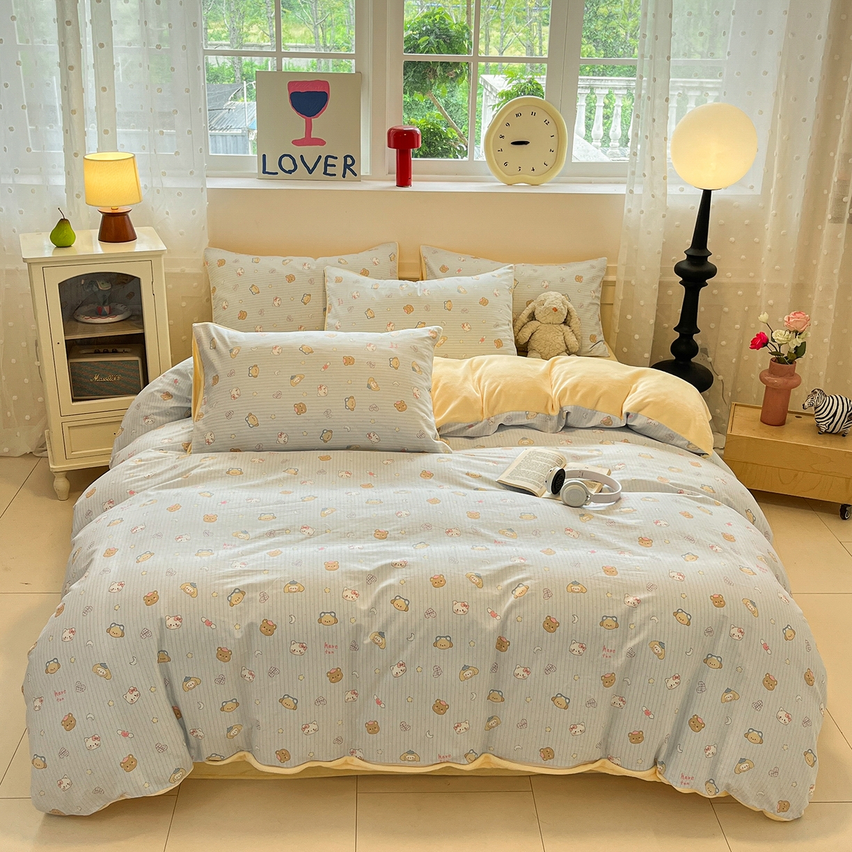 91家纺网 家纺一手货源 找家纺 吉象家纺 2025新款全棉牛奶绒印花四件套 棉绒-镜子海洋