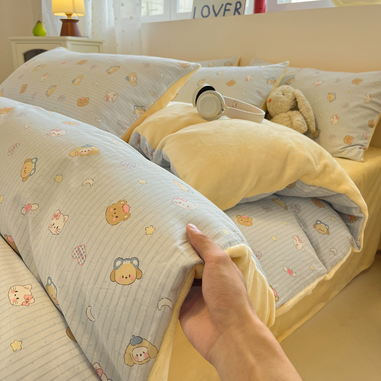 91家纺网 家纺一手货源 找家纺 吉象家纺 2025新款全棉牛奶绒印花四件套 棉绒-镜子海洋