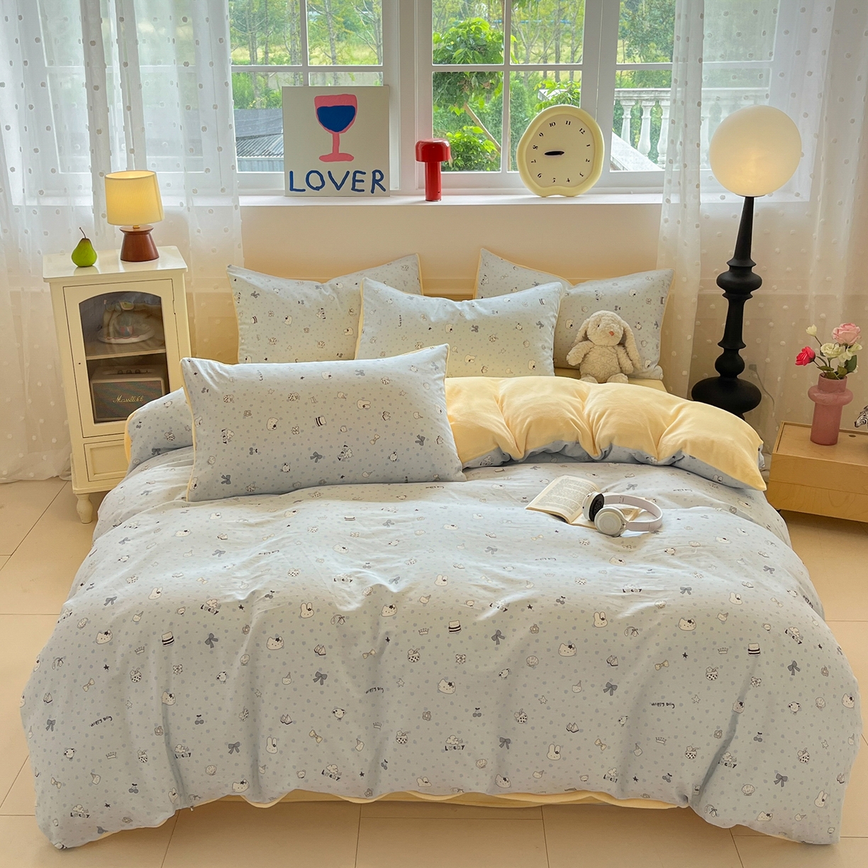 91家纺网 家纺一手货源 找家纺 吉象家纺 2025新款全棉牛奶绒印花四件套 棉绒-蜜罐猫猫