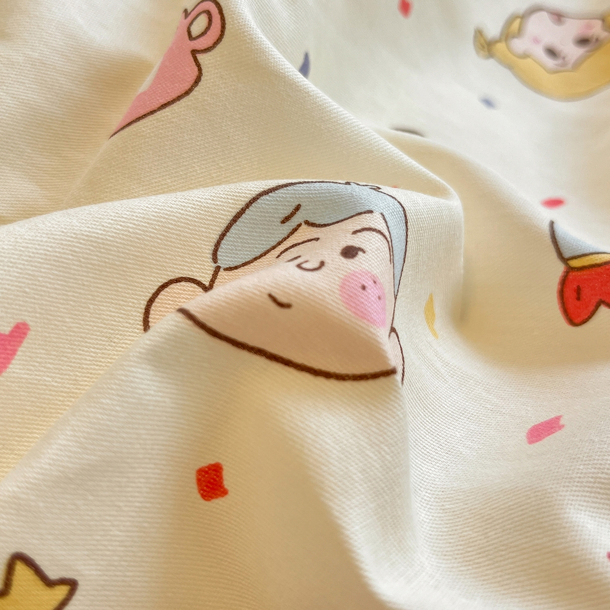 91家纺网 家纺一手货源 找家纺 吉象家纺 2025新款全棉牛奶绒印花四件套 棉绒-童趣萌新