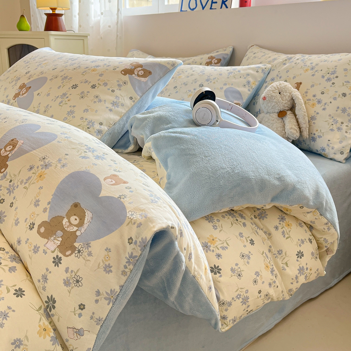 吉象家纺 2025新款全棉牛奶绒印花四件套 棉绒-洋气泰迪